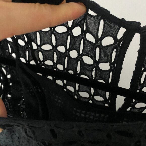 Sundance Catalog Eyelet Essence Black Dress with Lace Insets Size 6 Lined - Picture 7 of 10